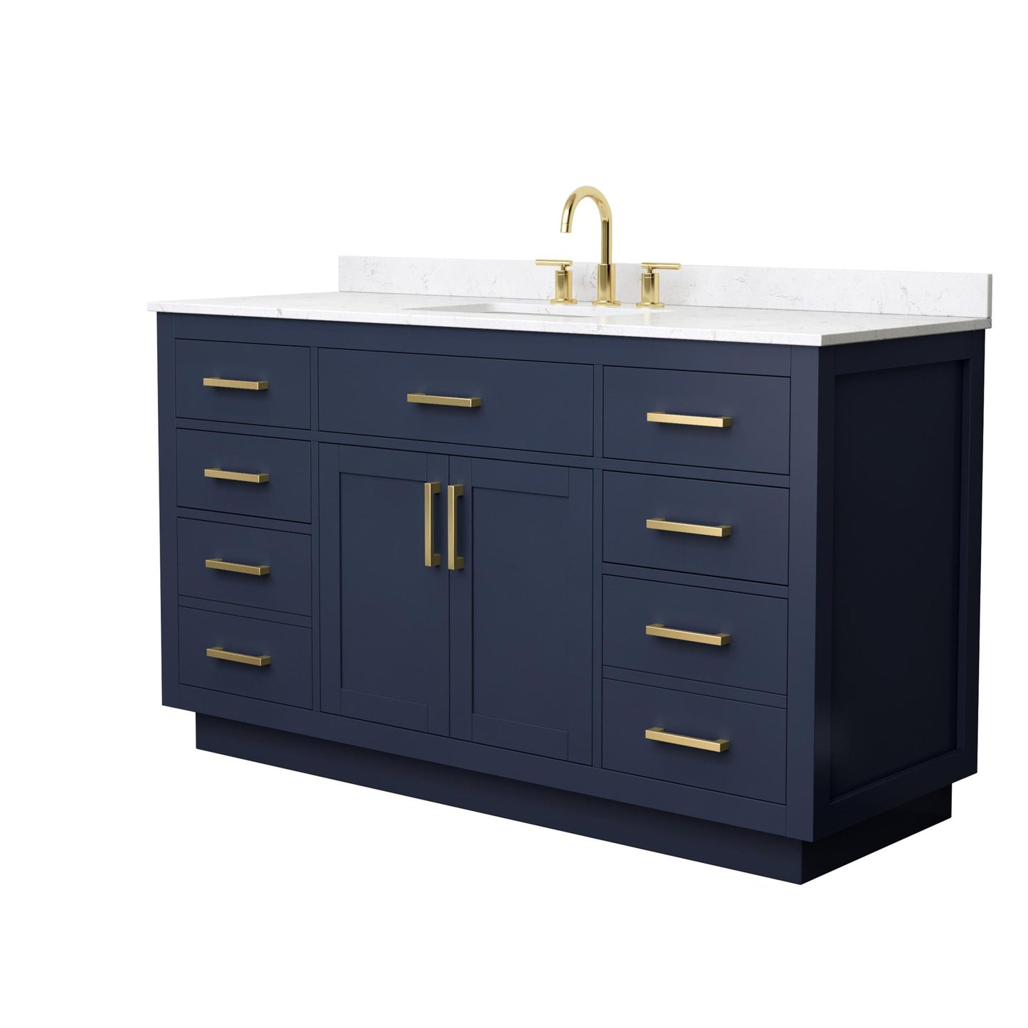 Beckett TK Bathroom Vanity with Countertop 60 inch Single Sink 3-hole Faucet Setup