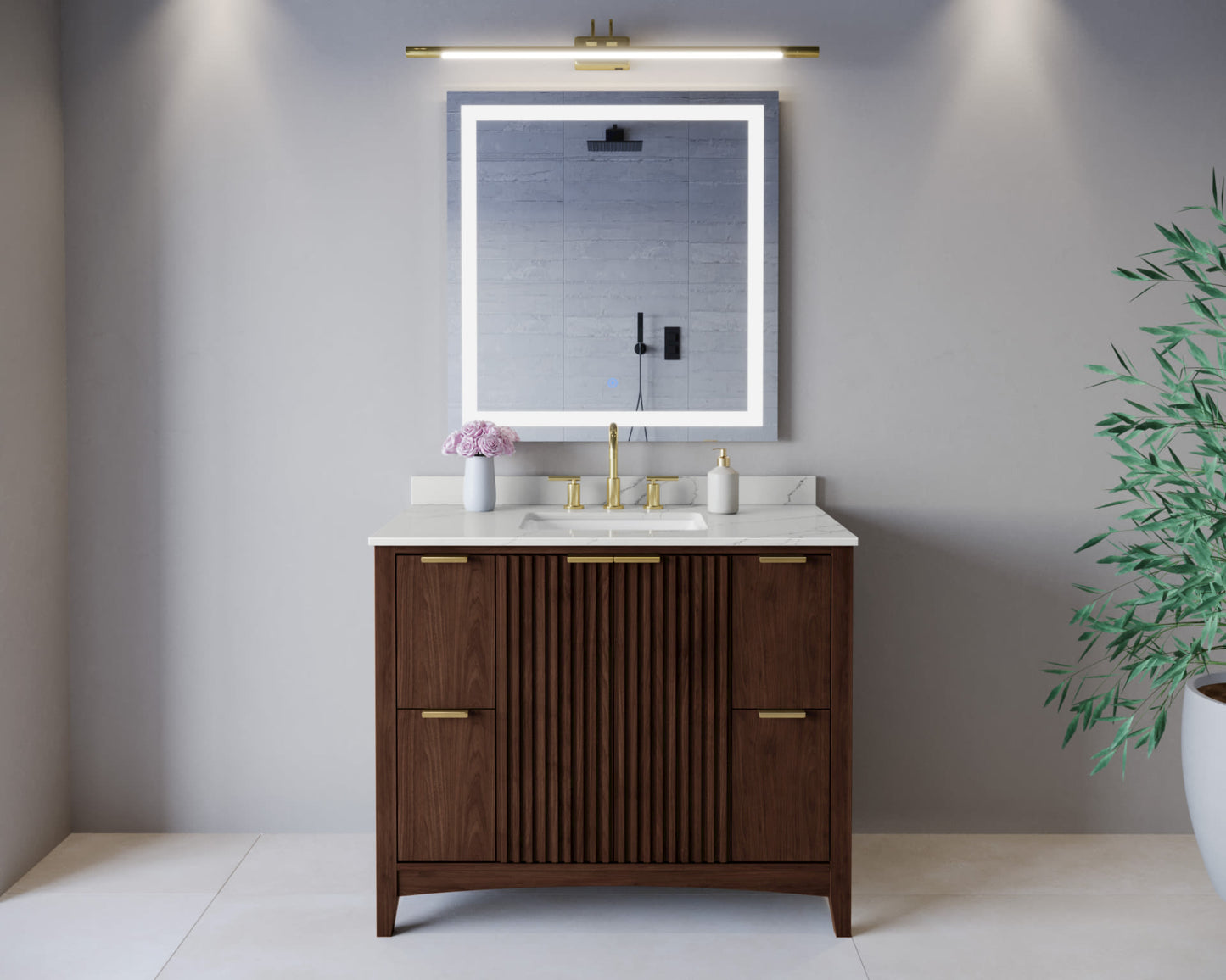 Palmilla Bathroom Vanity with Countertop 42 inch Single Sink 3-hole Faucet Setup