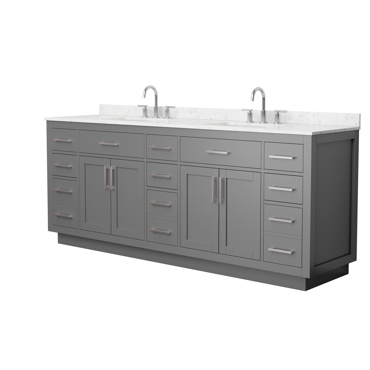Beckett TK Bathroom Vanity with Countertop 84 inch Double Sink 3-hole Faucet Setup