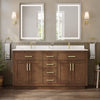 Custom image for Dark Oak with Brushed Gold Trim / White Cultured Marble / No Mirror