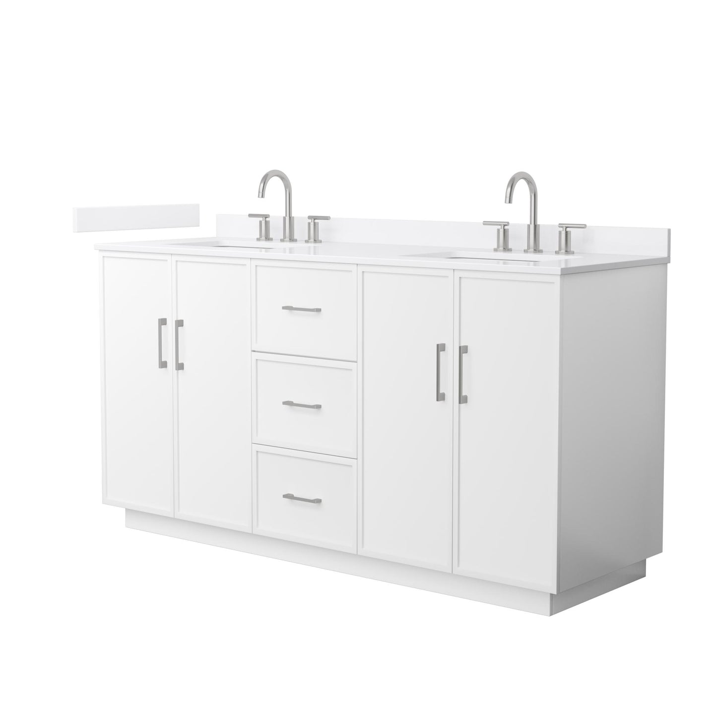 Elan TK Bathroom Vanity with Countertop 66 inch Double Sink 3-hole Faucet Setup