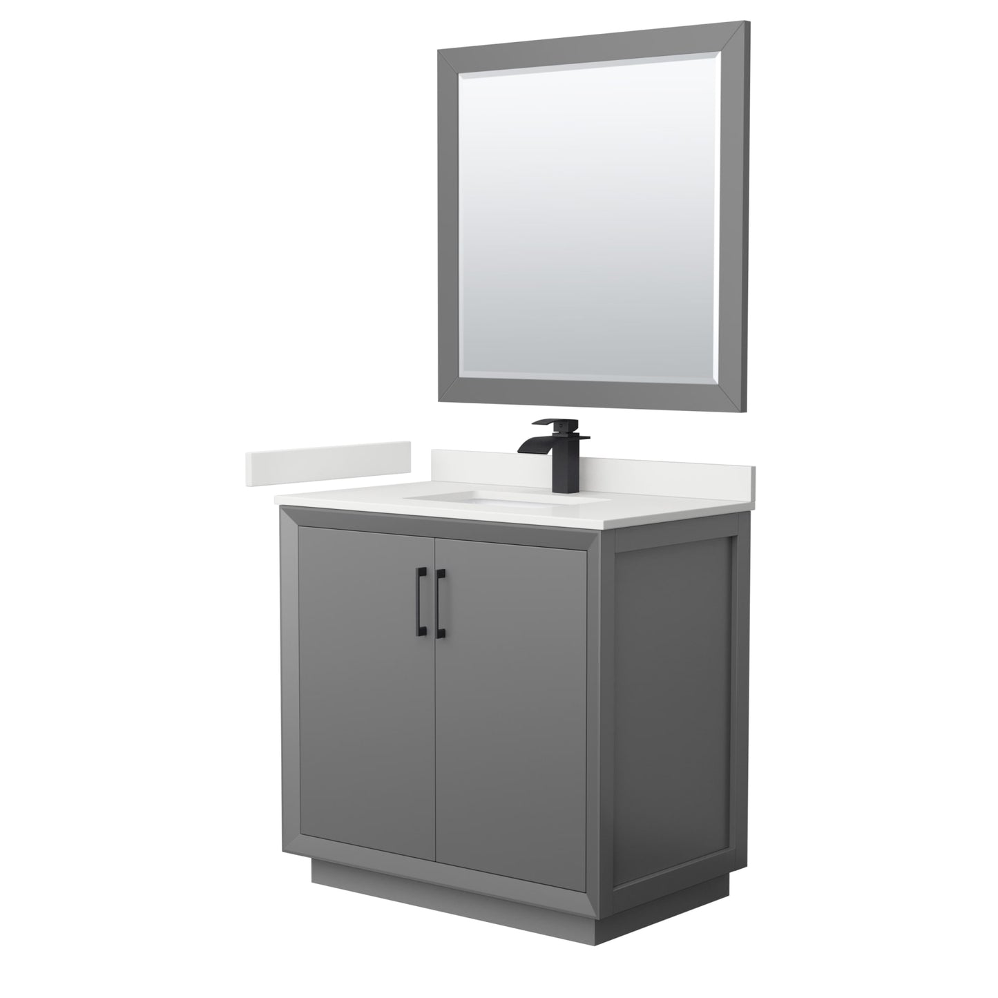 Strada Bathroom Vanity with Countertop 36 inch Single Sink Single hole Faucet Setup