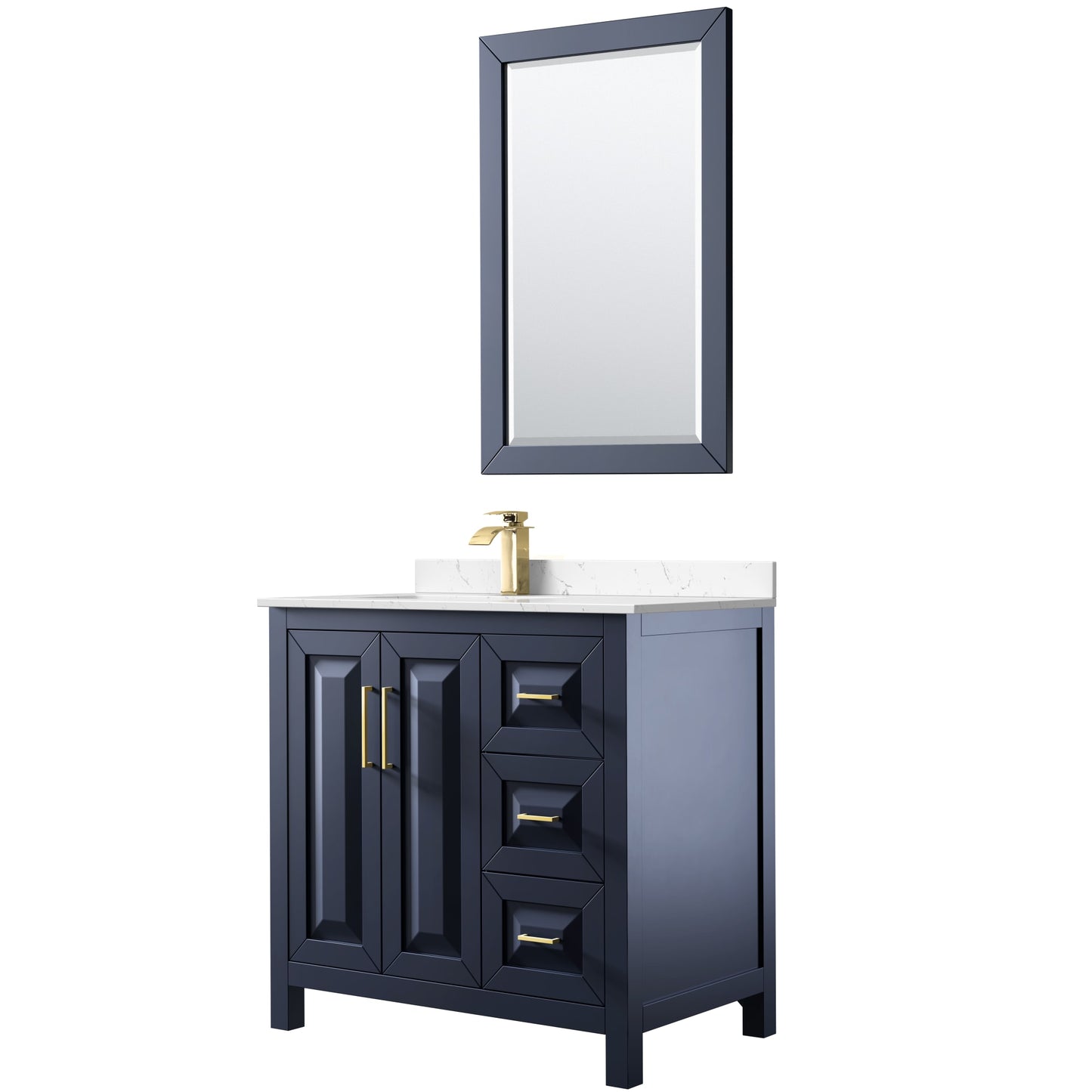 Daria Bathroom Vanity with Countertop 36 inch Single Sink Single hole Faucet Setup