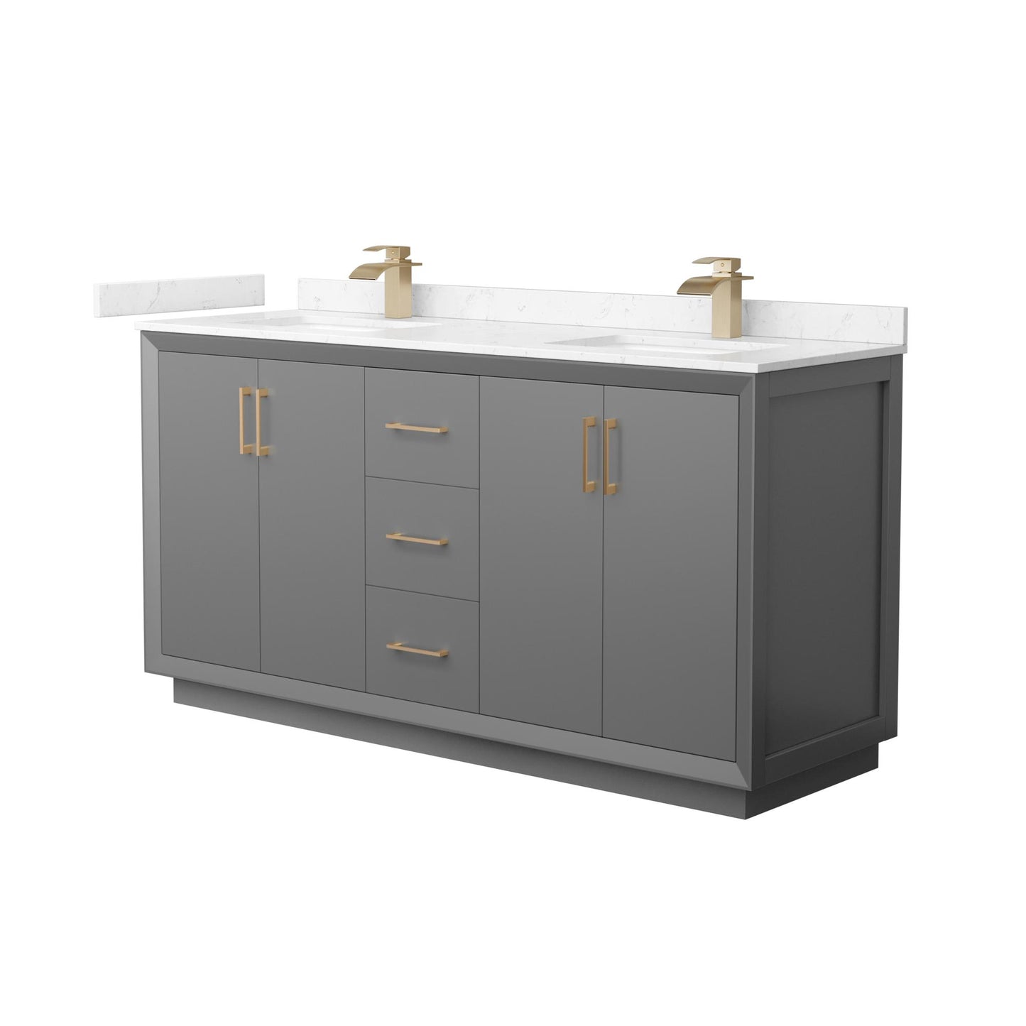 Strada Bathroom Vanity with Countertop 66 inch Double Sink Single hole Faucet Setup