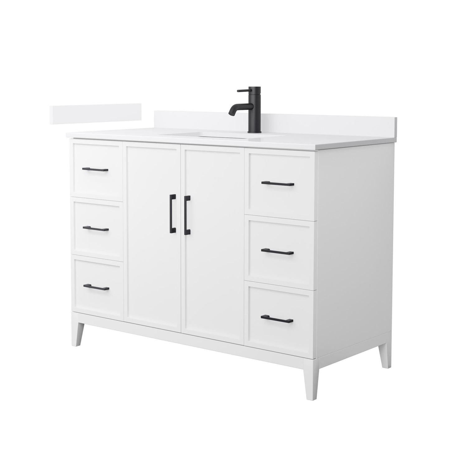 Elan Bathroom Vanity with Countertop 48 inch Single Sink Single hole Faucet Setup