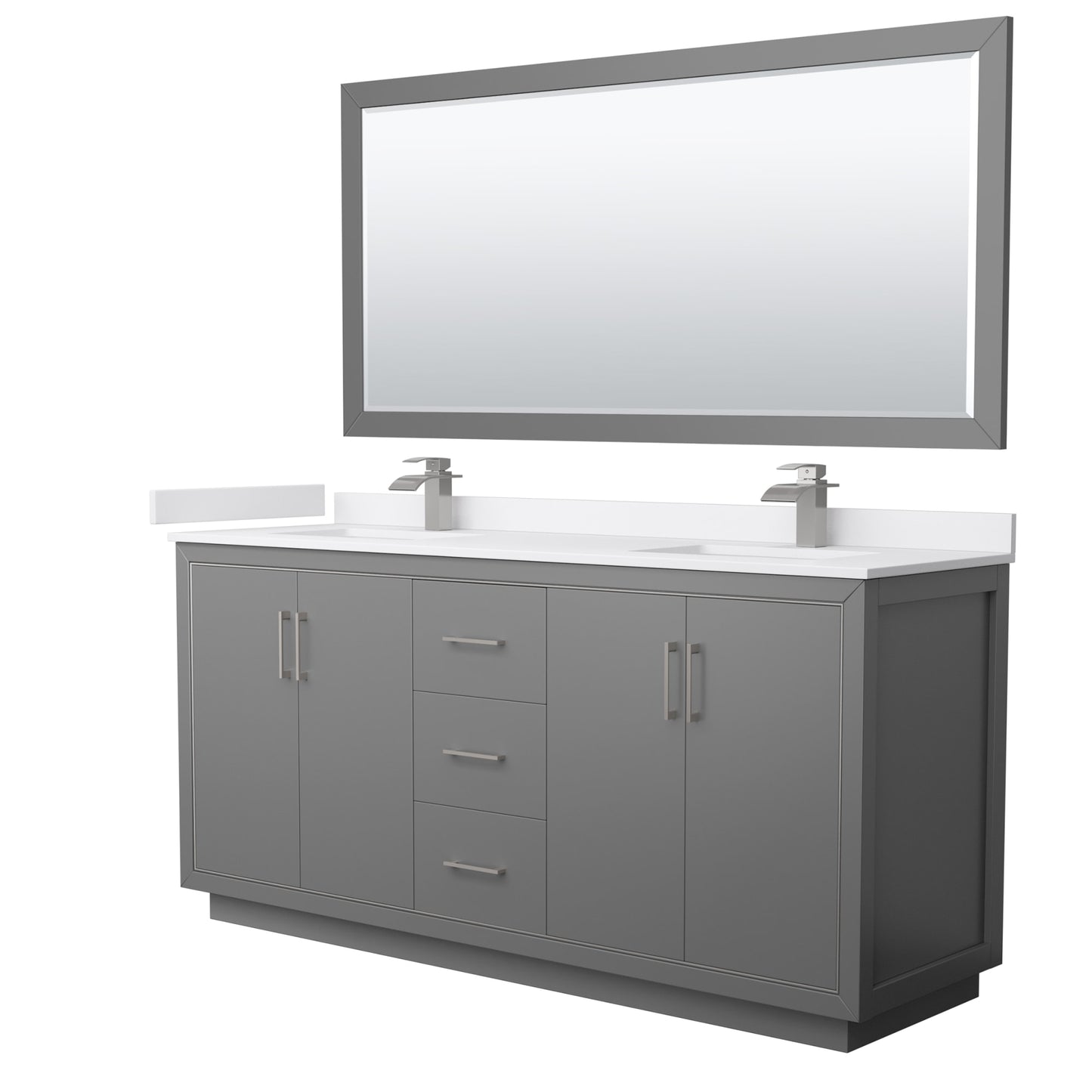 Icon Bathroom Vanity with Countertop 72 inch Double Sink Single hole Faucet Setup