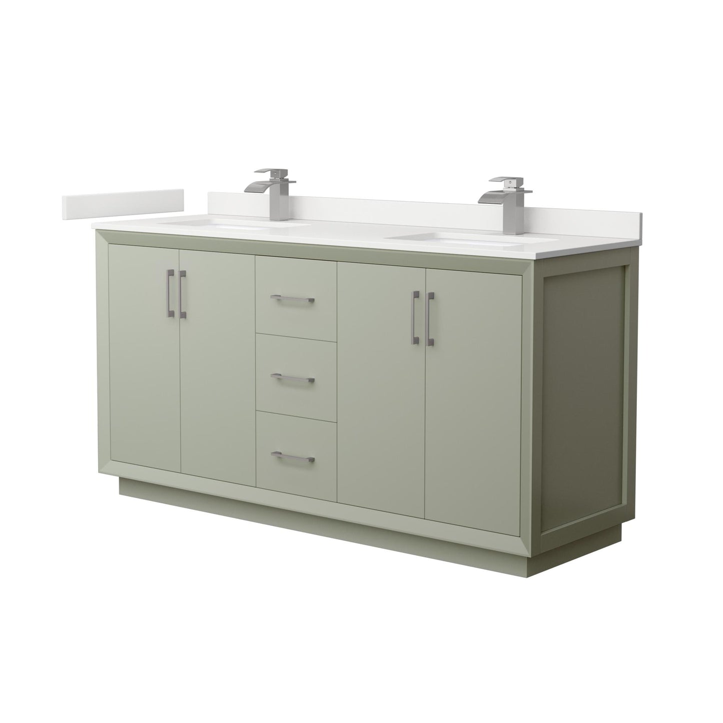 Strada Bathroom Vanity with Countertop 66 inch Double Sink Single hole Faucet Setup