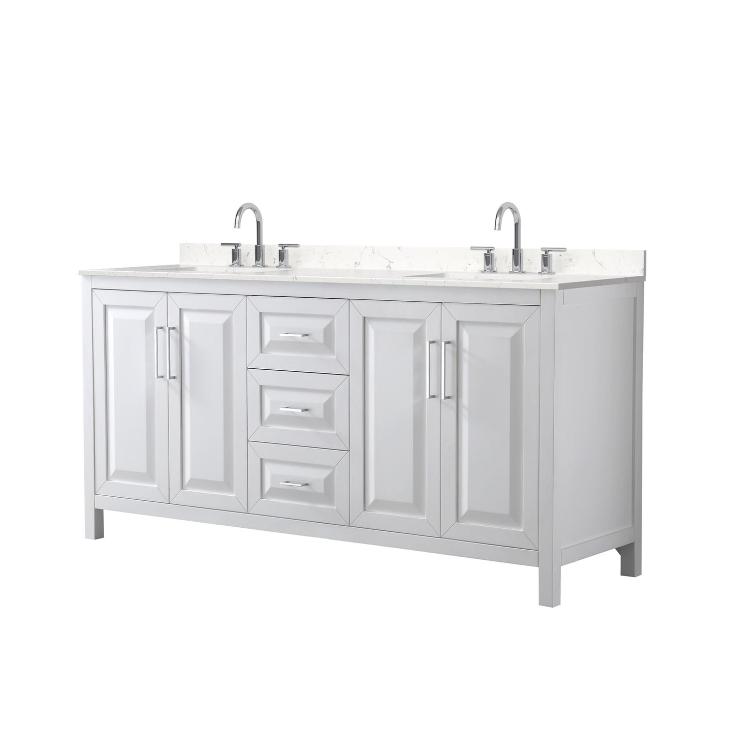 Daria Bathroom Vanity with Countertop 72 inch Double Sink 3-hole Faucet Setup