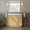 Custom image for Rift Oak with Brushed Gold Trim / White Quartz / No Mirror