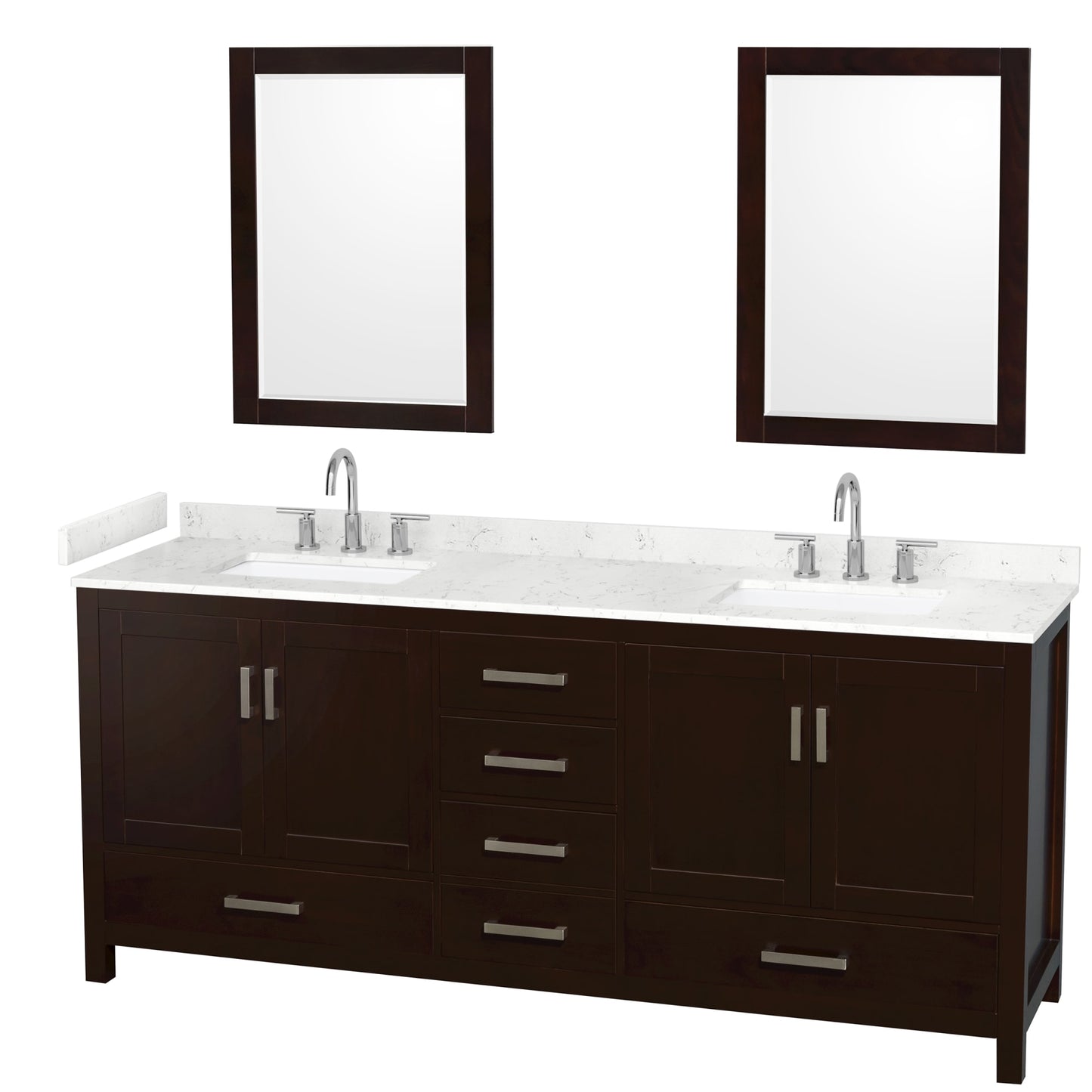 Sheffield Bathroom Vanity with Countertop 80 inch Double Sink 3-hole Faucet Setup