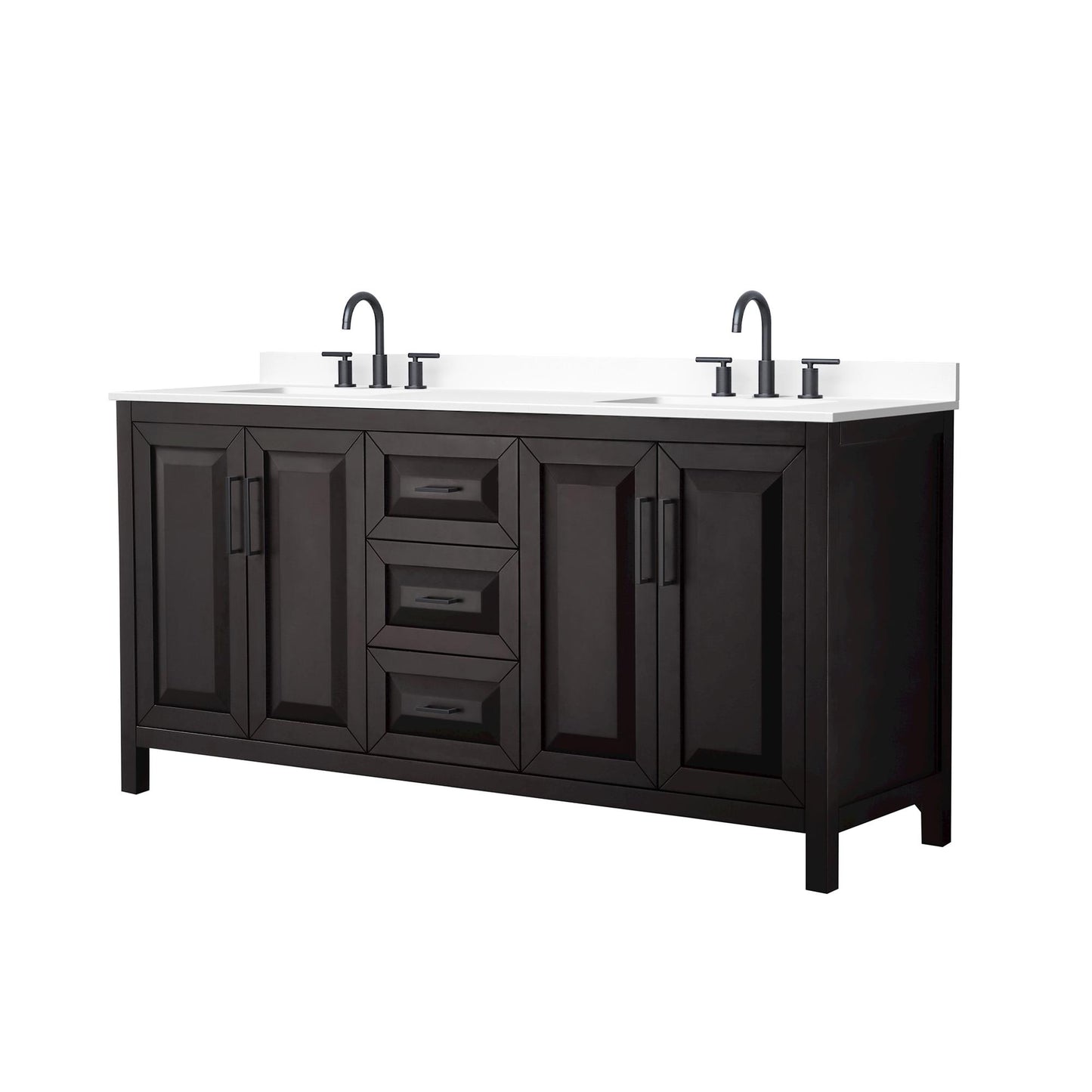 Daria Bathroom Vanity with Countertop 72 inch Double Sink 3-hole Faucet Setup