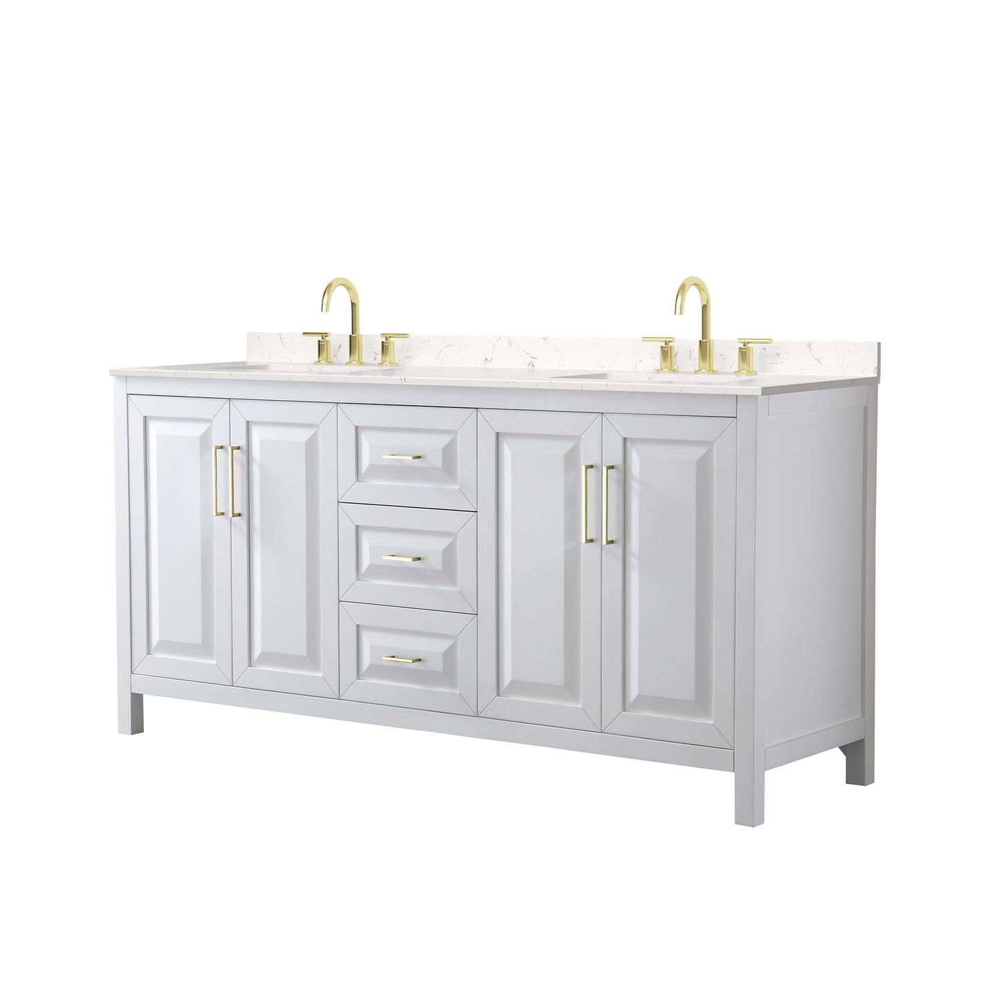 Daria Bathroom Vanity with Countertop 72 inch Double Sink 3-hole Faucet Setup