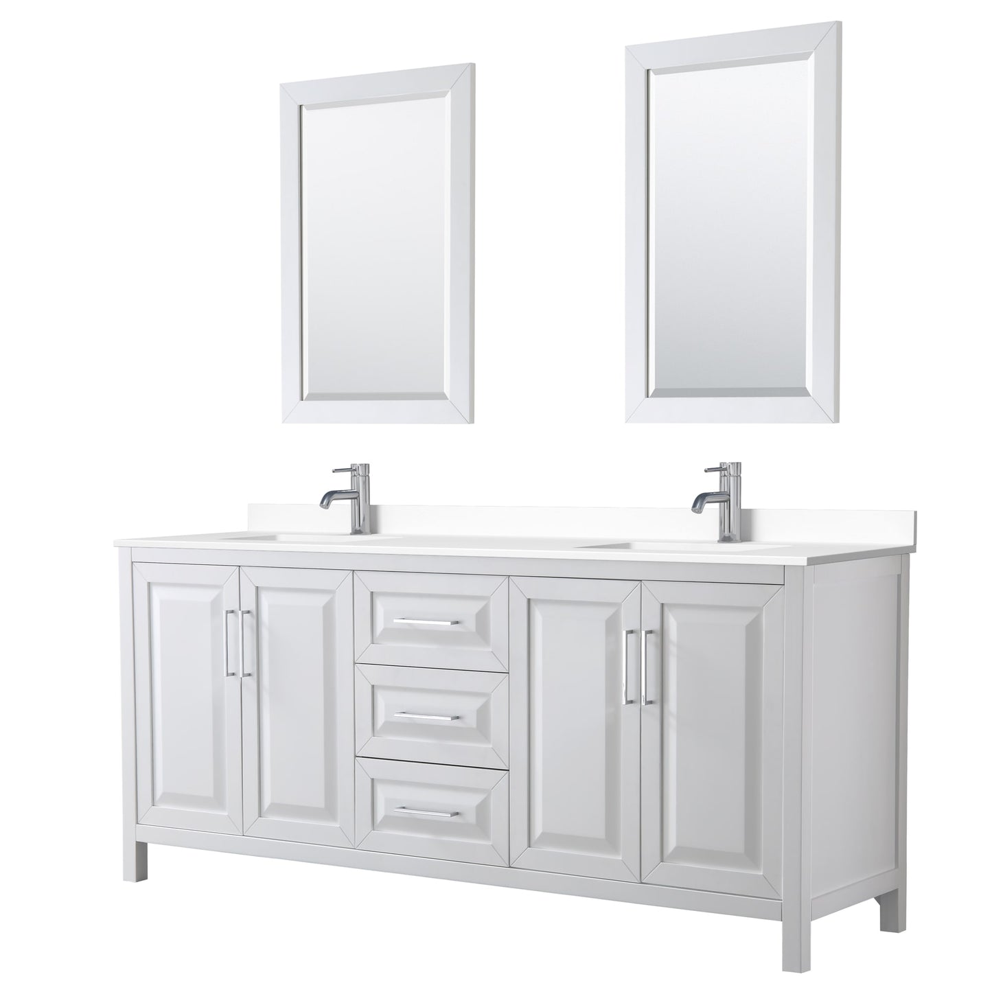 Daria Bathroom Vanity with Countertop 80 inch Double Sink Single hole Faucet Setup