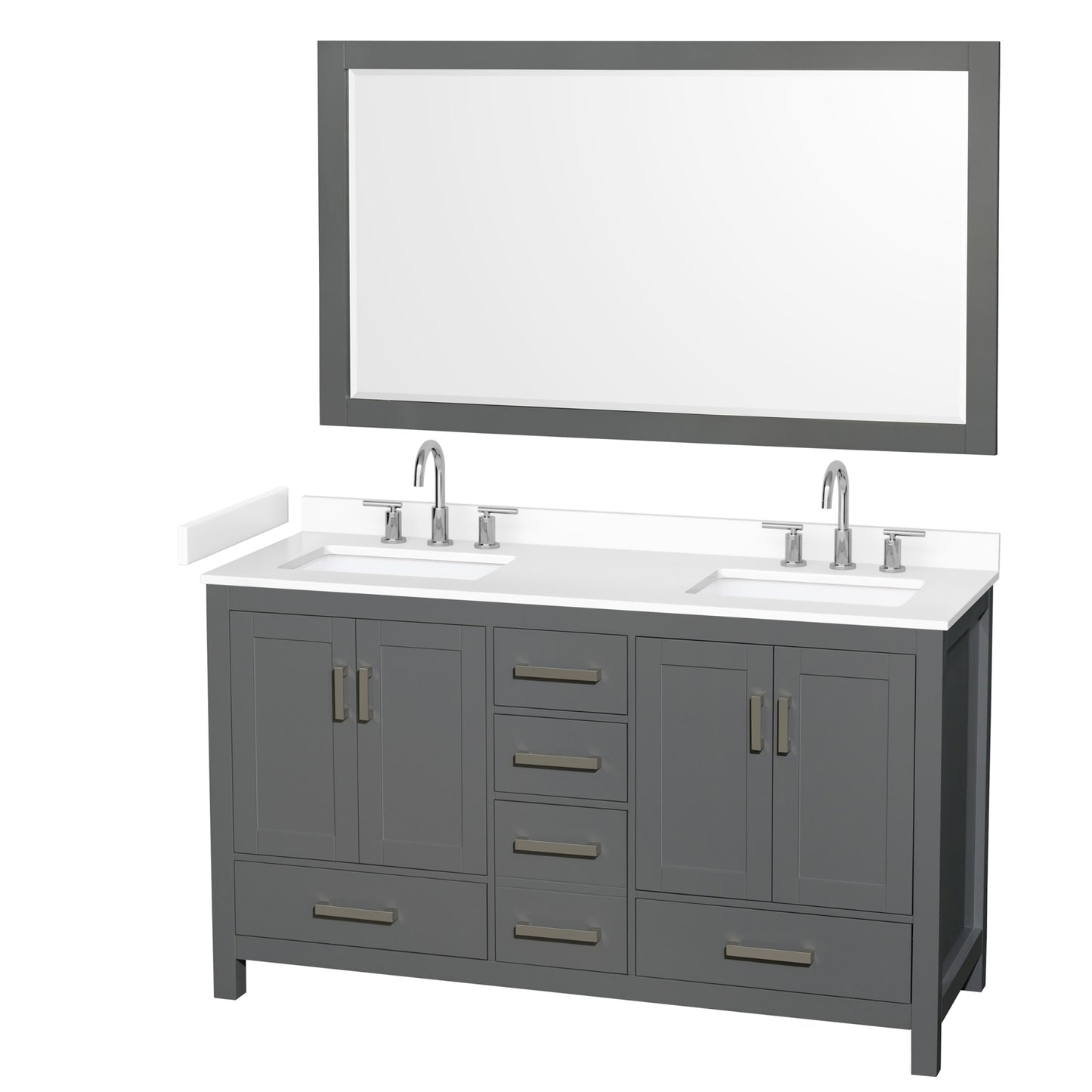 Sheffield Bathroom Vanity with Countertop 60 inch Double Sink 3-hole Faucet Setup