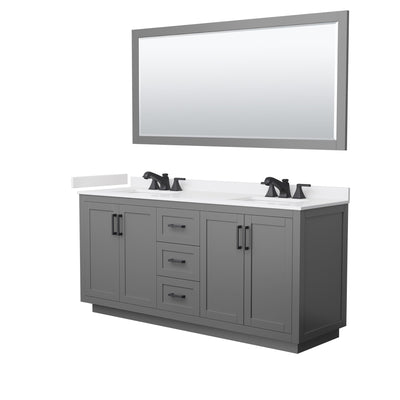 Miranda Bathroom Vanity with Countertop 72 inch Double Sink 3-hole Faucet Setup