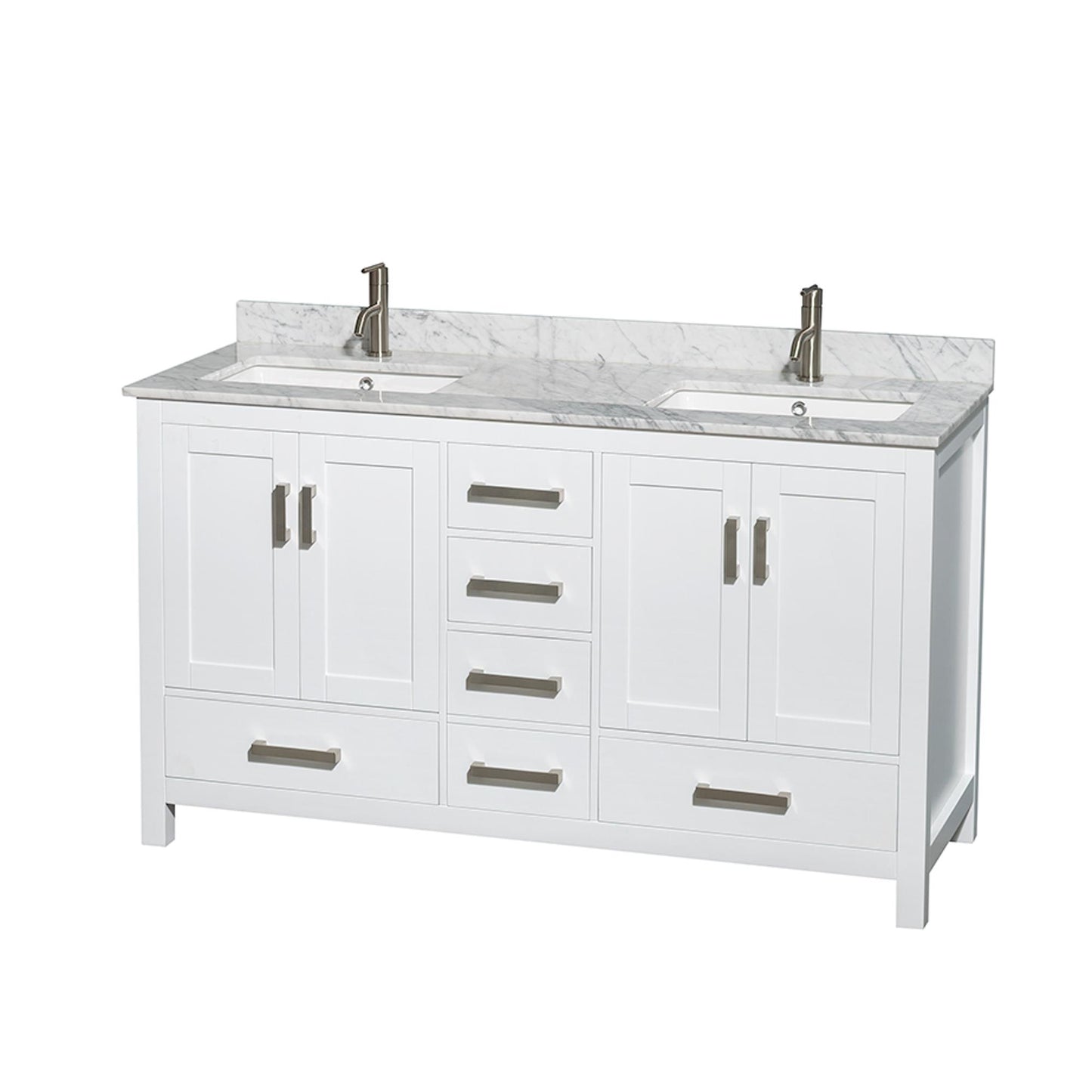 Sheffield Bathroom Vanity with Countertop 60 inch Double Sink Single hole Faucet Setup