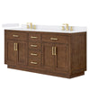 Custom image for Dark Oak with Brushed Gold Trim / White Cultured Marble / No Mirror