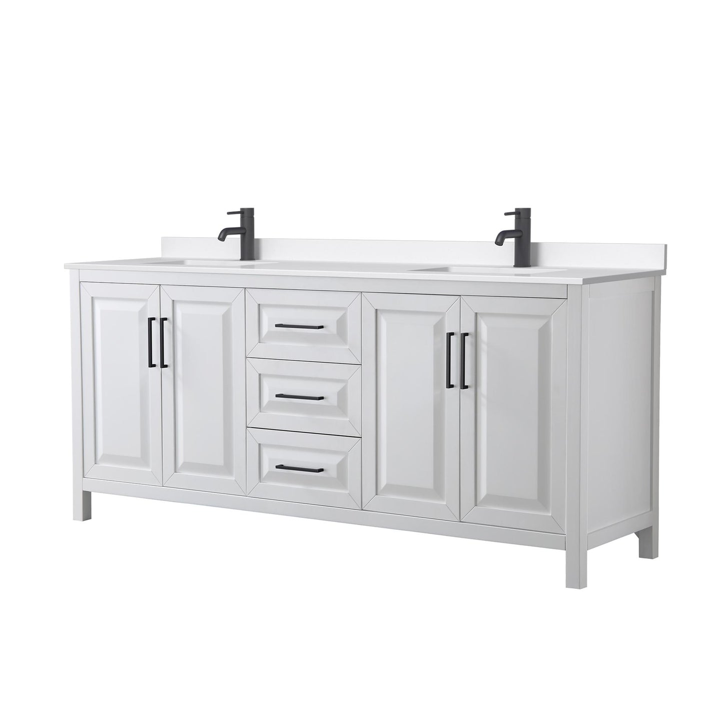 Daria Bathroom Vanity with Countertop 80 inch Double Sink Single hole Faucet Setup