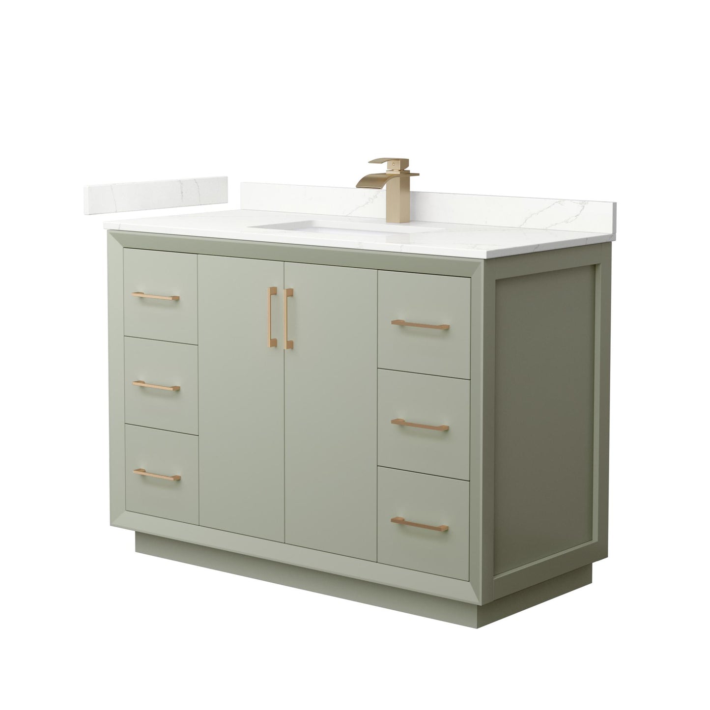 Strada Bathroom Vanity with Countertop 48 inch Single Sink Single hole Faucet Setup