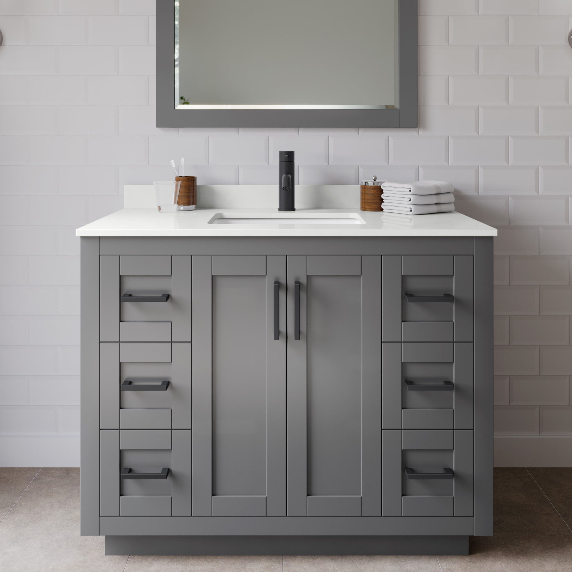 Miranda Bathroom Vanity with Countertop 42 inch Single Sink Single hol ...