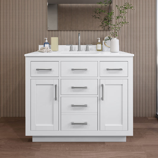 Beckett TK Bathroom Vanity with Countertop 42 inch Single Sink 3-hole Faucet Setup