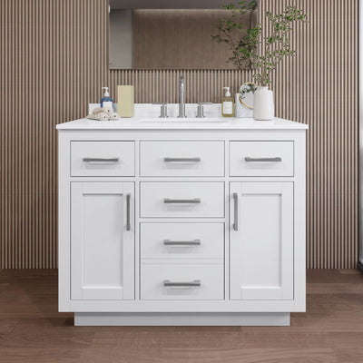 Beckett TK Bathroom Vanity with Countertop 42 inch Single Sink 3-hole Faucet Setup