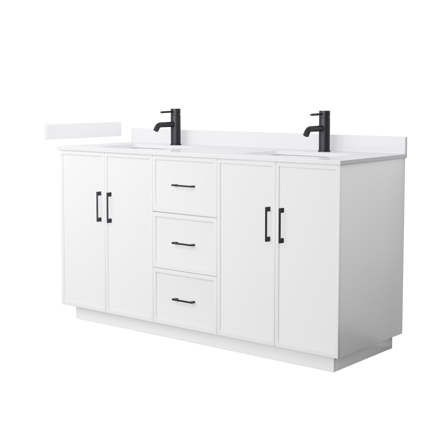 Elan TK Bathroom Vanity with Countertop 66 inch Double Sink Single hole Faucet Setup
