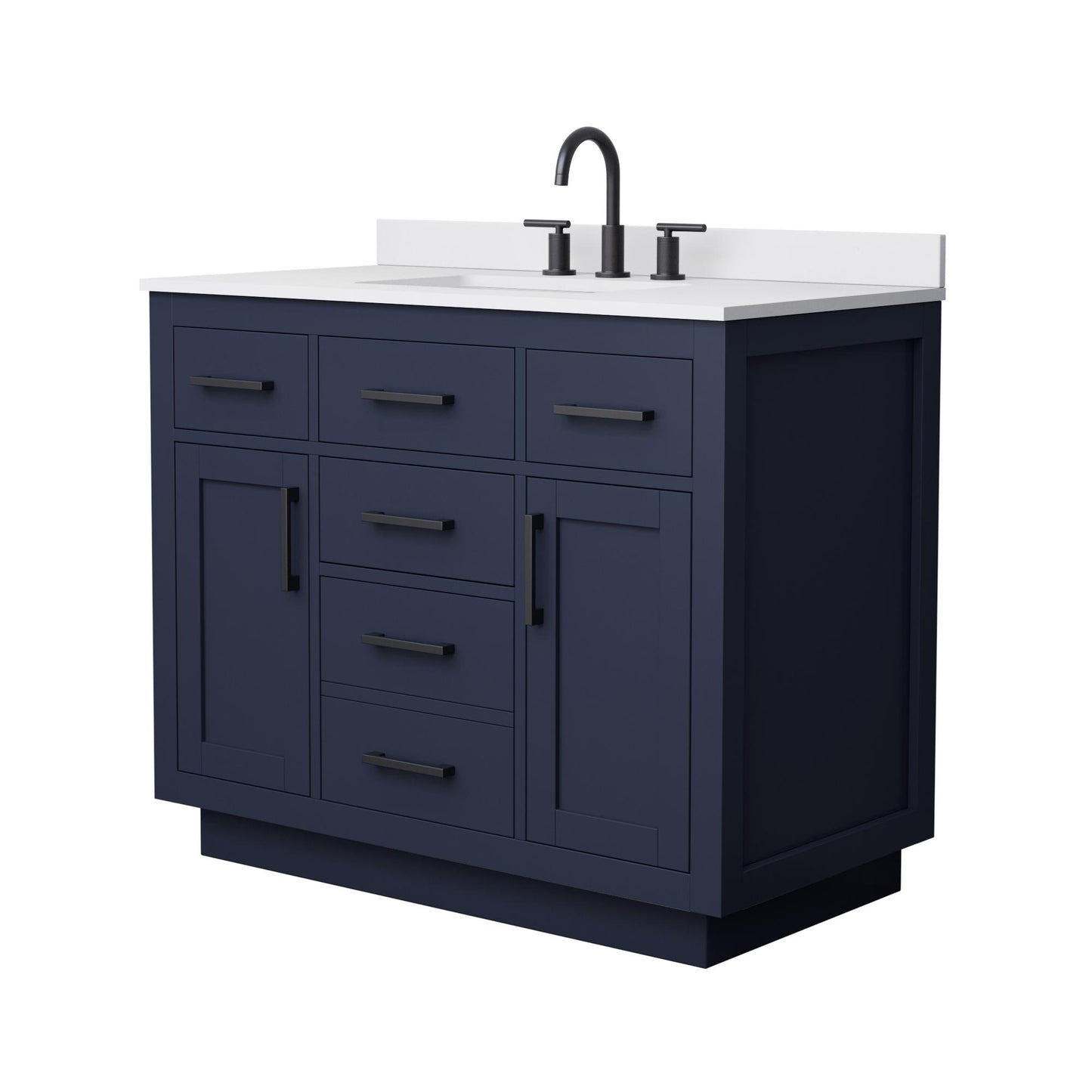 Beckett TK Bathroom Vanity with Countertop 42 inch Single Sink 3-hole Faucet Setup