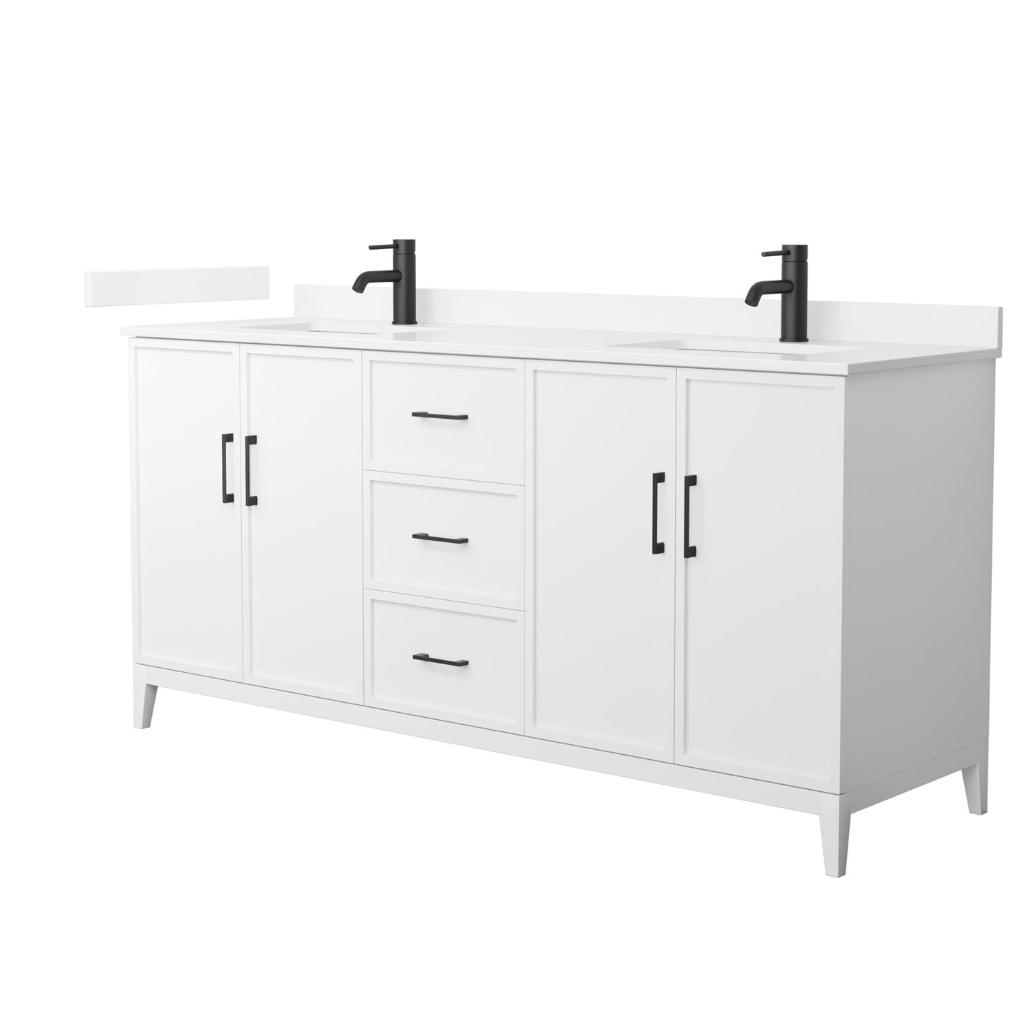 Elan Bathroom Vanity with Countertop 72 inch Double Sink Single hole Faucet Setup