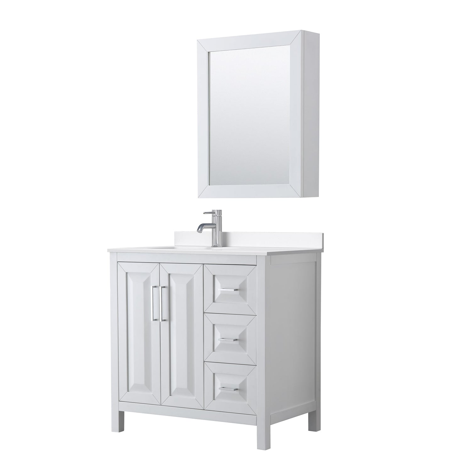 Daria Bathroom Vanity with Countertop 36 inch Single Sink Single hole Faucet Setup