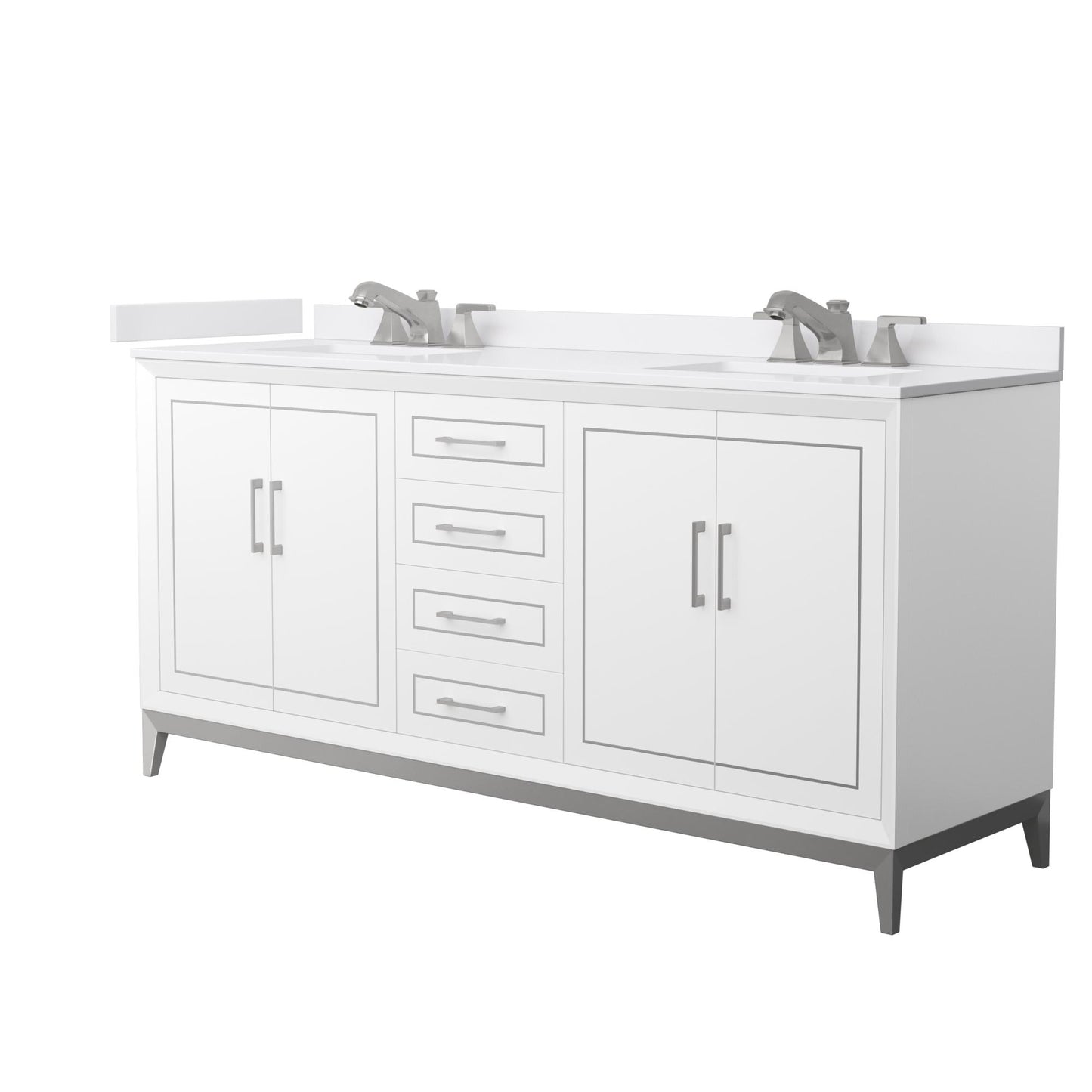 Marlena Bathroom Vanity with Countertop 72 inch Double Sink 3-hole Faucet Setup