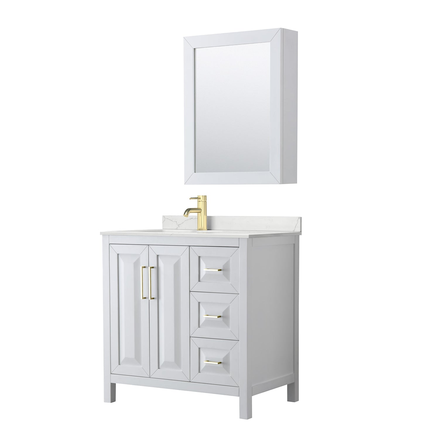 Daria Bathroom Vanity with Countertop 36 inch Single Sink Single hole Faucet Setup