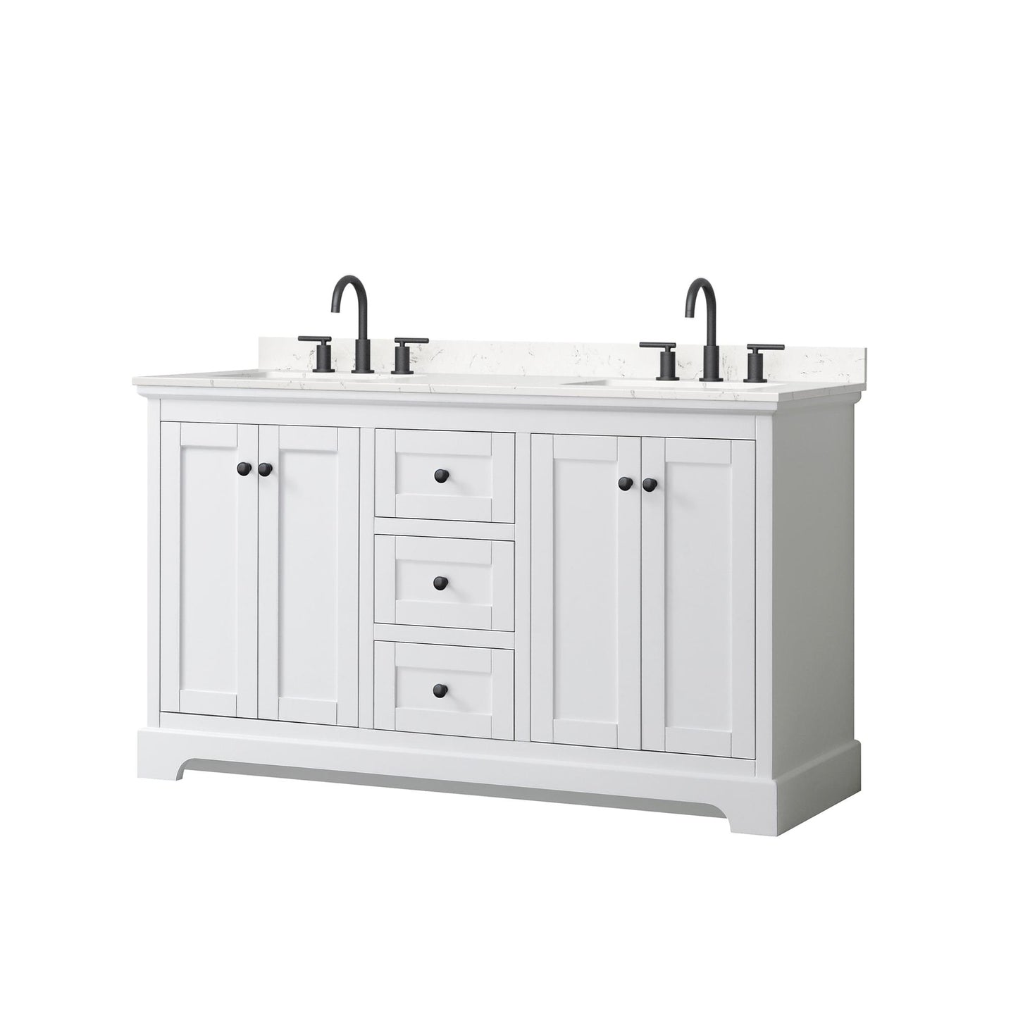 Avery Bathroom Vanity with Countertop 60 inch Double Sink 3-hole Faucet Setup