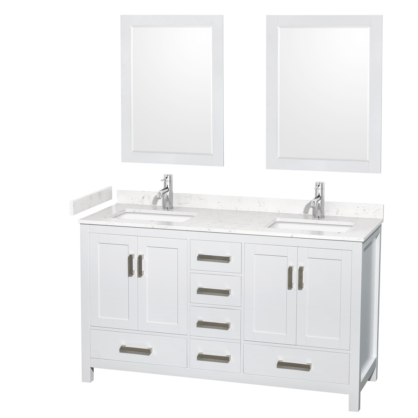 Sheffield Bathroom Vanity with Countertop 60 inch Double Sink Single hole Faucet Setup