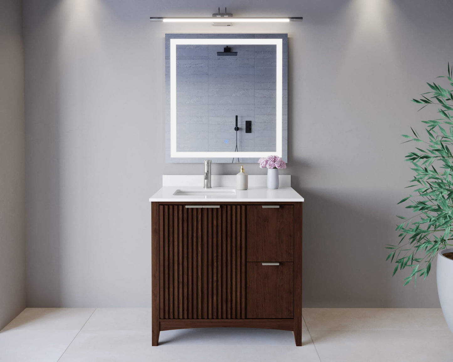 Palmilla Bathroom Vanity with Countertop 36 inch Single Sink Single hole Faucet Setup