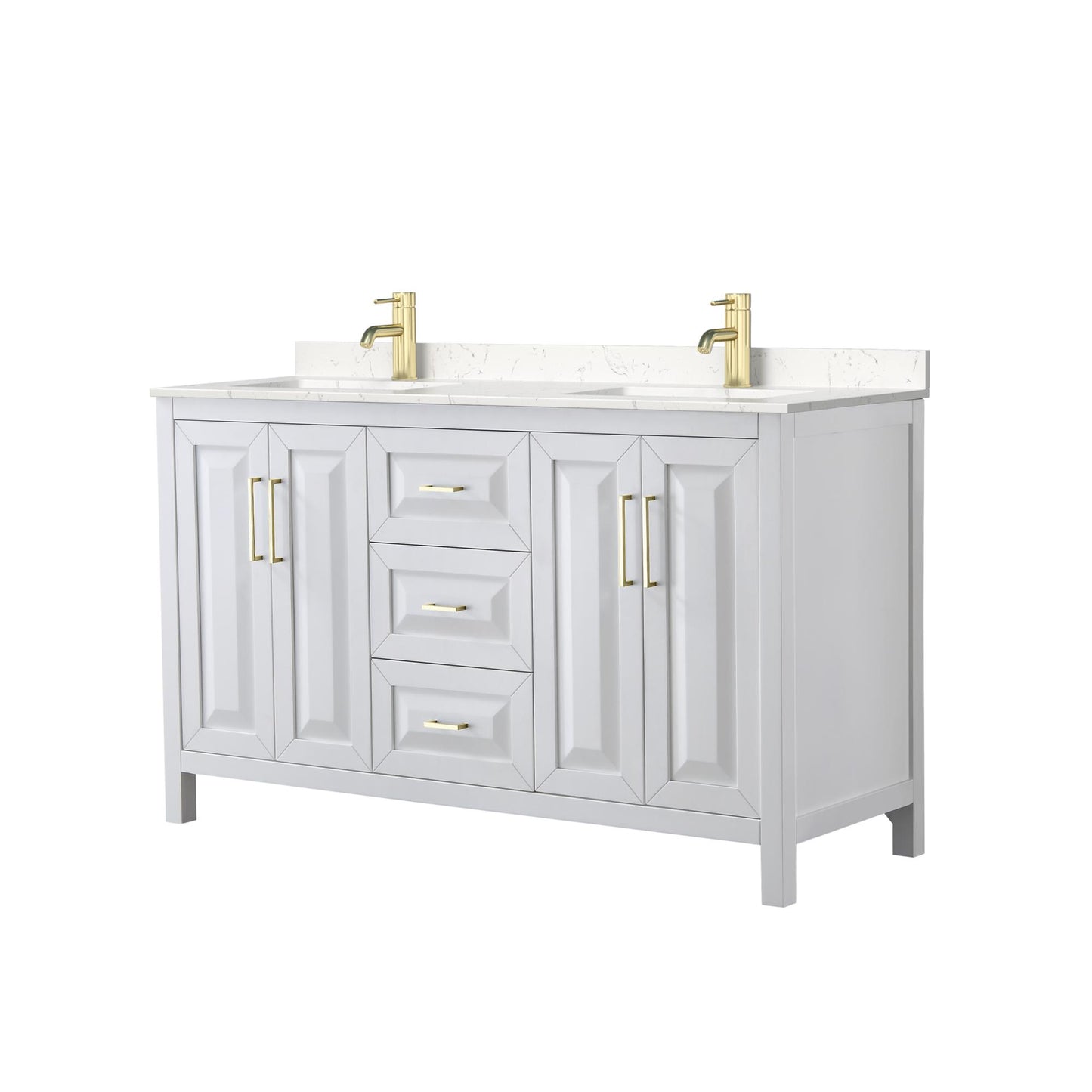 Daria Bathroom Vanity with Countertop 60 inch Double Sink Single hole Faucet Setup