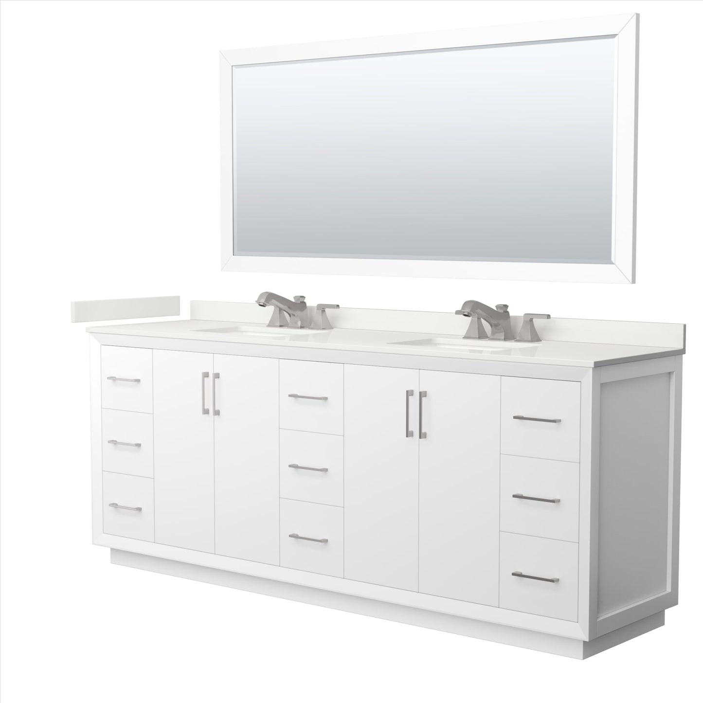 Strada Bathroom Vanity with Countertop 84 inch Double Sink 3-hole Faucet Setup