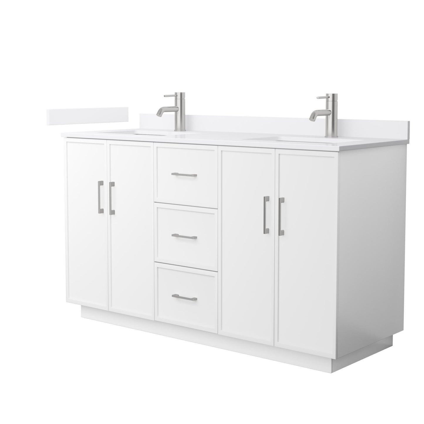 Elan TK Bathroom Vanity with Countertop 60 inch Double Sink Single hole Faucet Setup