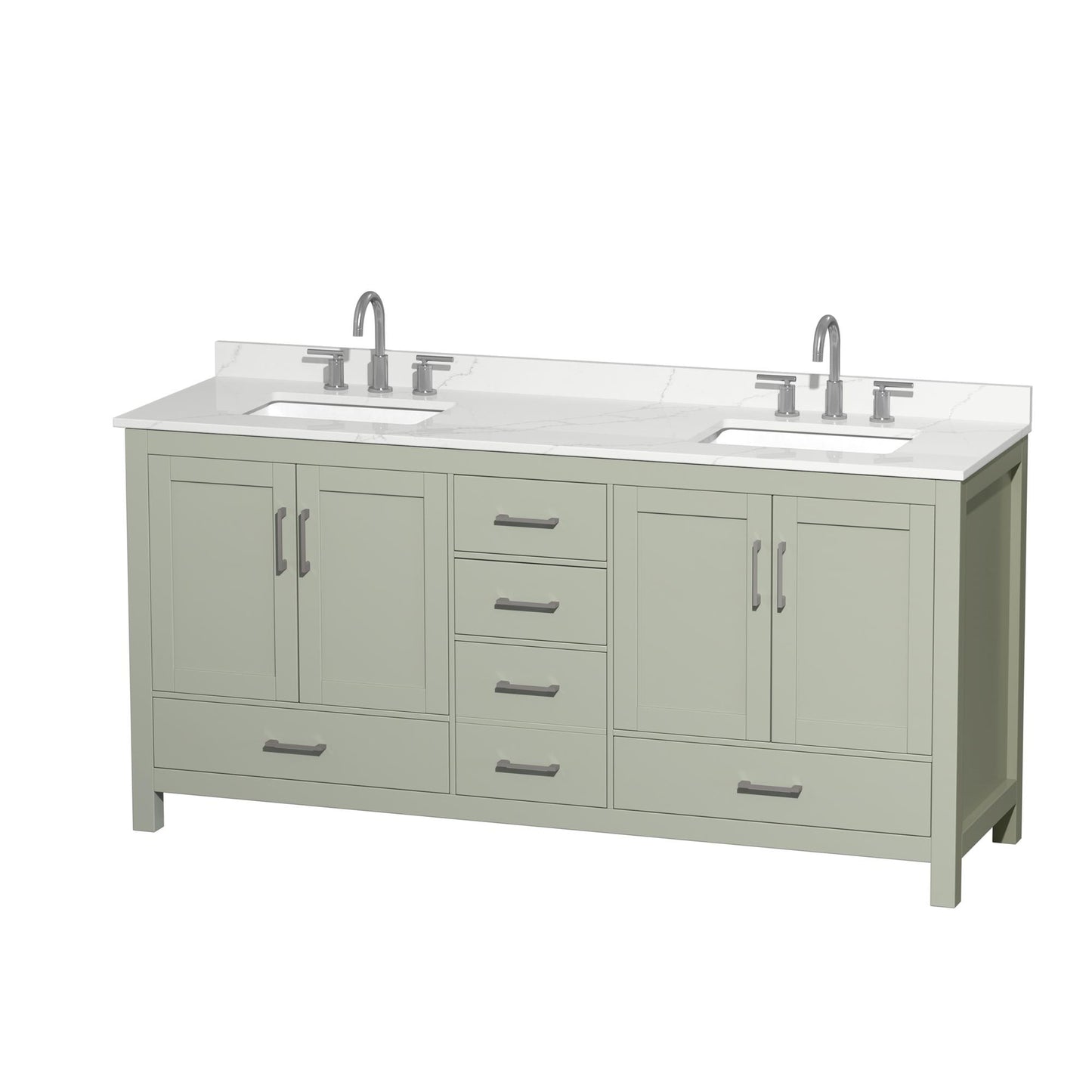 Sheffield Bathroom Vanity with Countertop 72 inch Double Sink 3-hole Faucet Setup