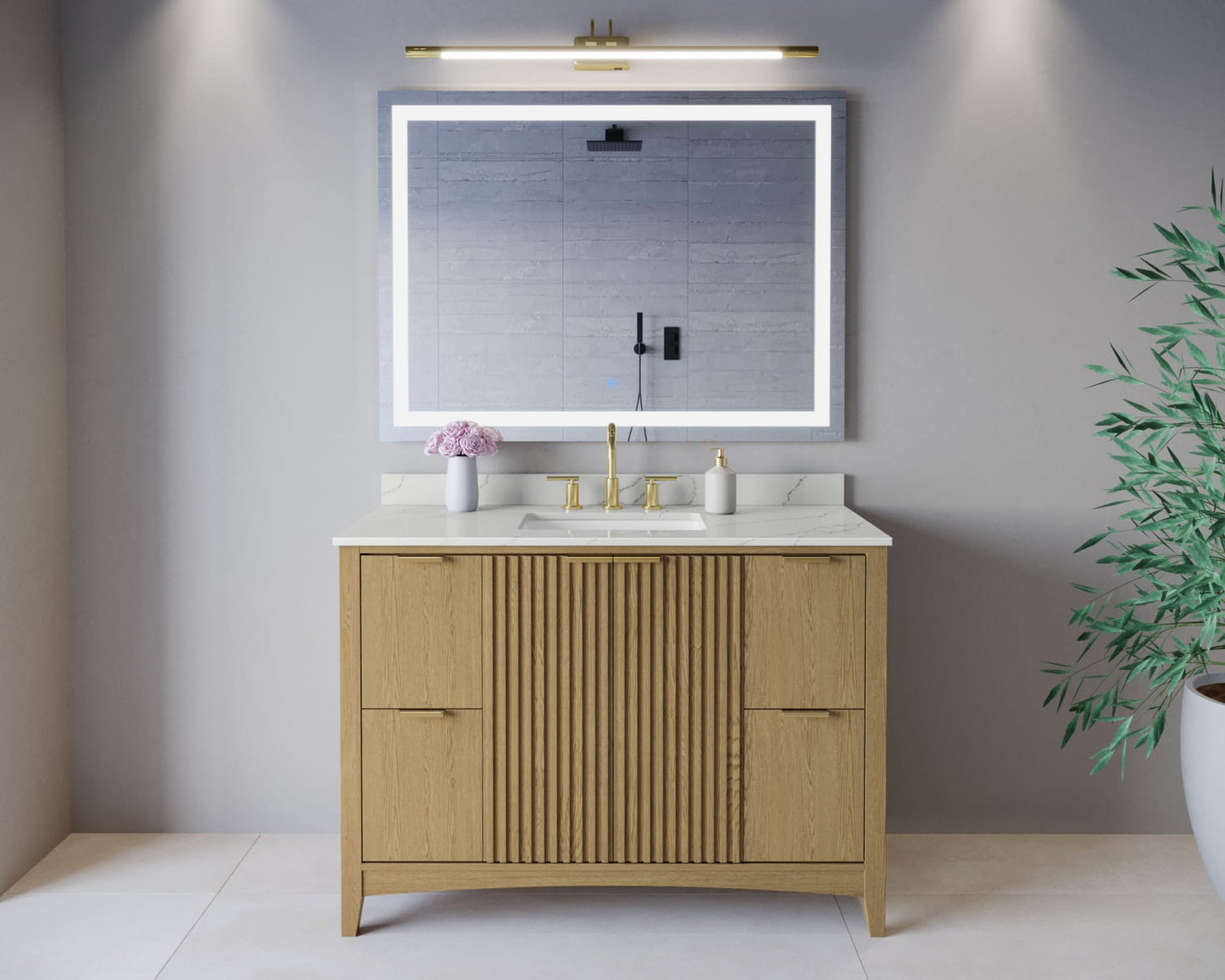 Palmilla Bathroom Vanity with Countertop 48 inch Single Sink 3-hole Faucet Setup