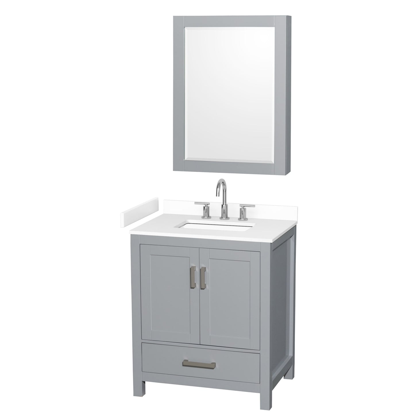 Sheffield Bathroom Vanity with Countertop 30 inch Single Sink 3-hole Faucet Setup