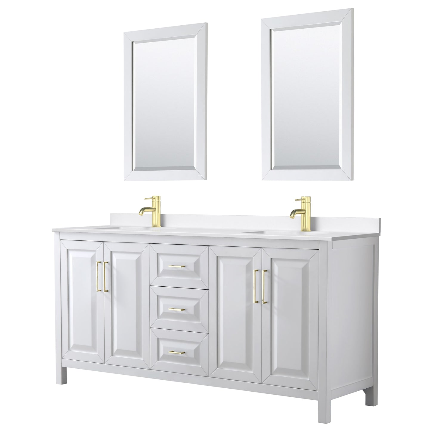 Daria Bathroom Vanity with Countertop 72 inch Double Sink Single hole Faucet Setup