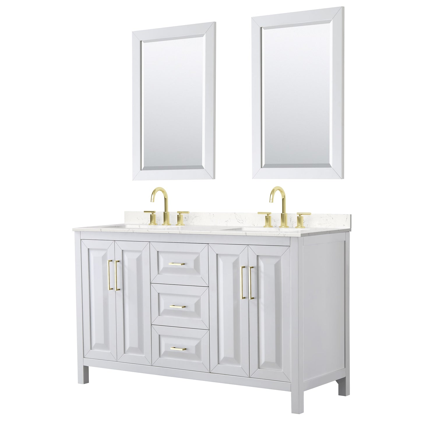 Daria Bathroom Vanity with Countertop 60 inch Double Sink 3-hole Faucet Setup
