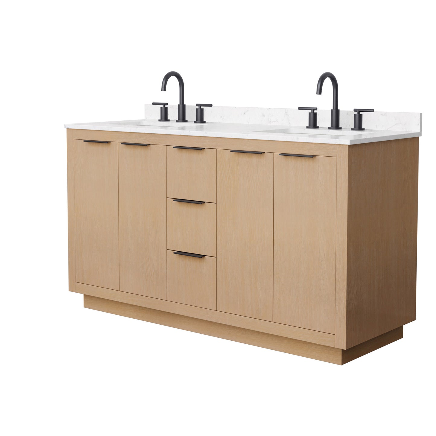 Maroni Bathroom Vanity with Countertop 60 inch Double Sink 3-hole Faucet Setup