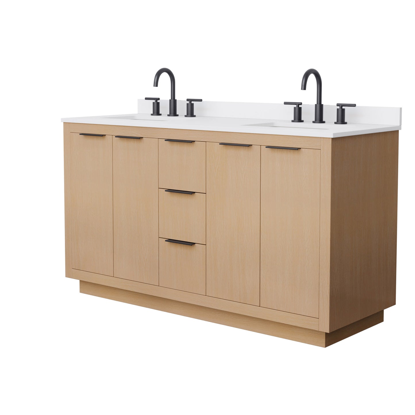 Maroni Bathroom Vanity with Countertop 60 inch Double Sink 3-hole Faucet Setup