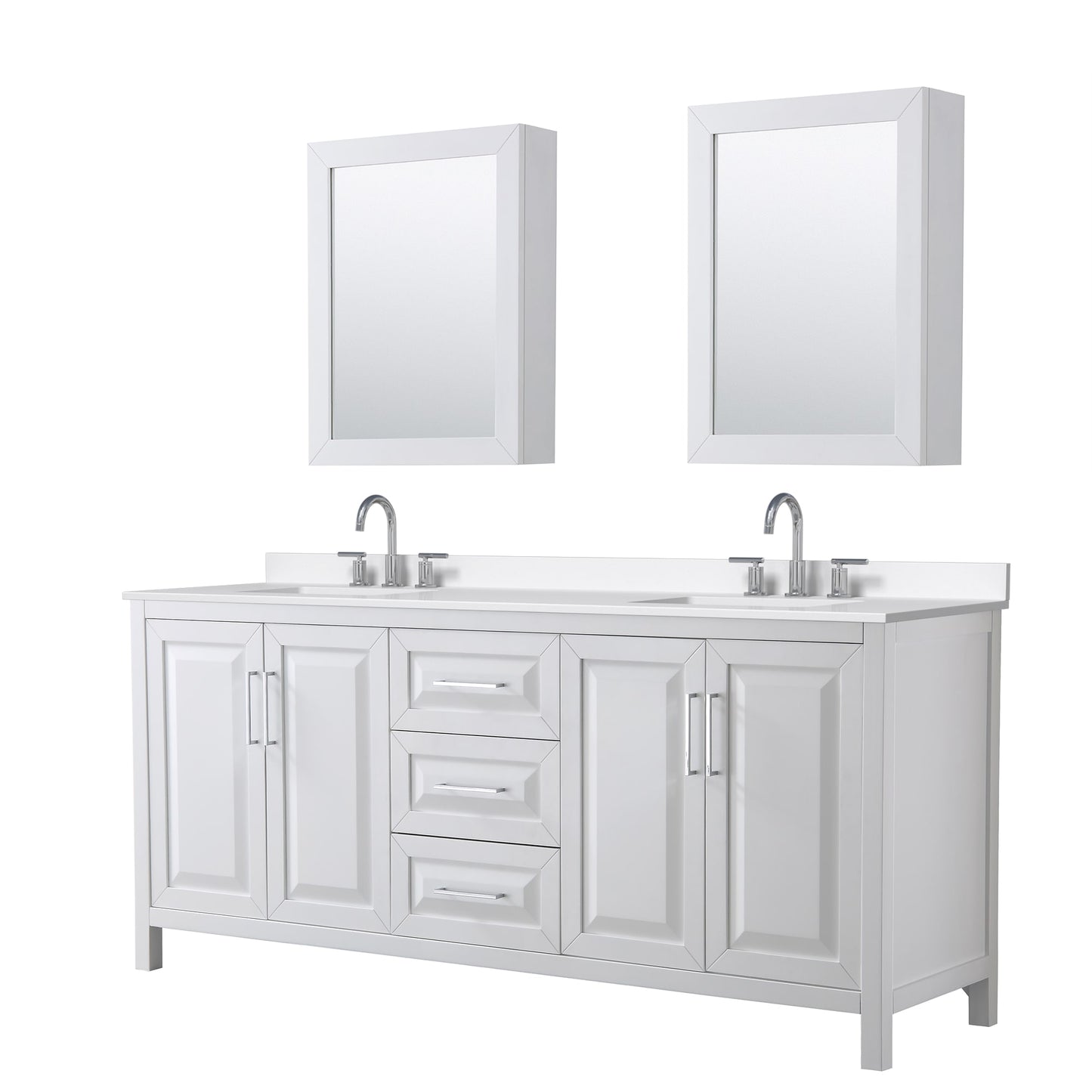 Daria Bathroom Vanity with Countertop 80 inch Double Sink 3-hole Faucet Setup