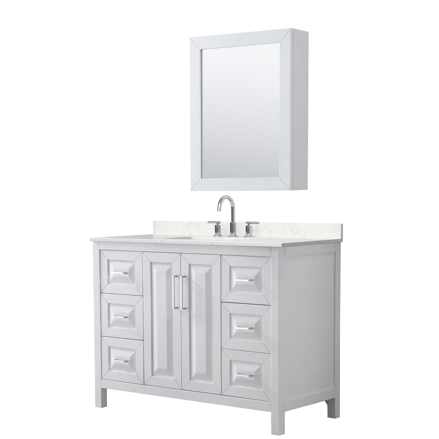 Daria Bathroom Vanity with Countertop 48 inch Single Sink 3-hole Faucet Setup