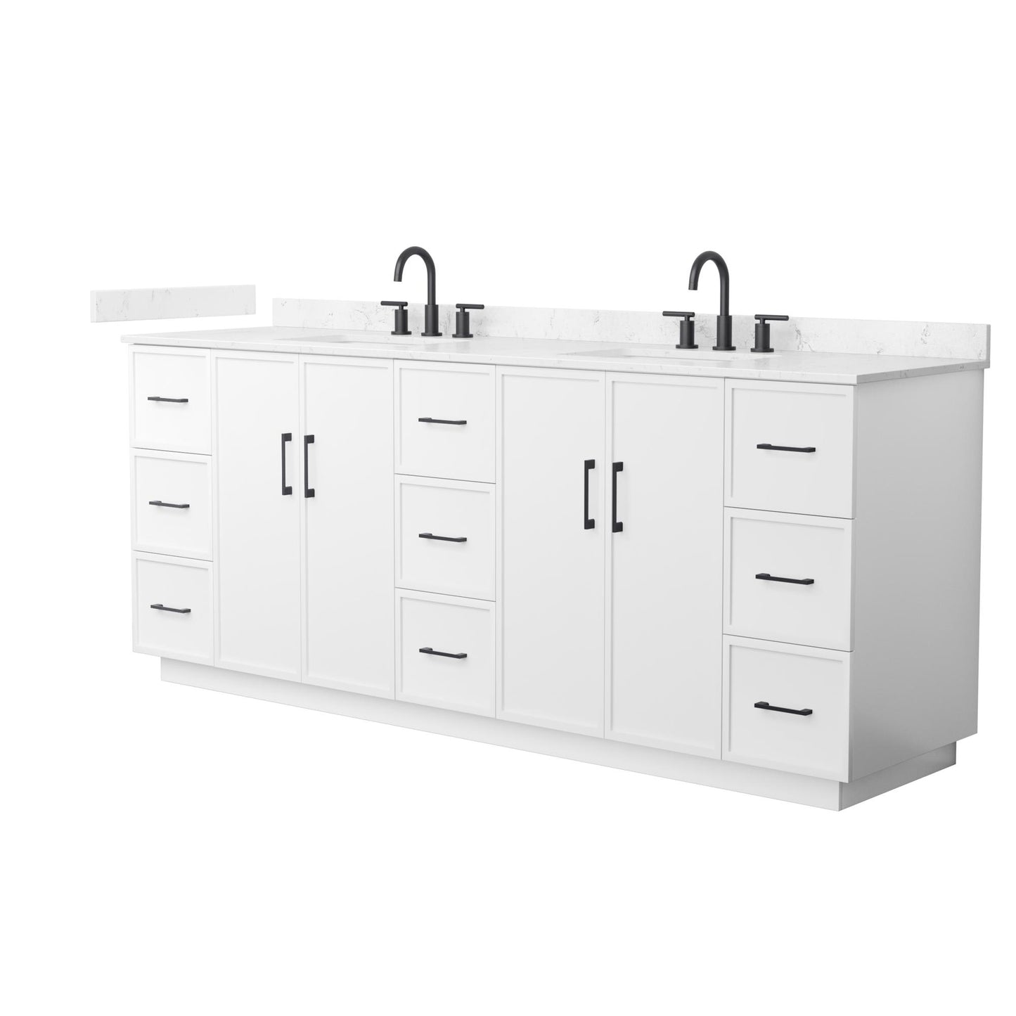 Elan TK Bathroom Vanity with Countertop 84 inch Double Sink 3-hole Faucet Setup