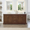 Custom image for Dark Walnut with Brushed Gold Trim / Carrara Cultured Marble / No Mirror