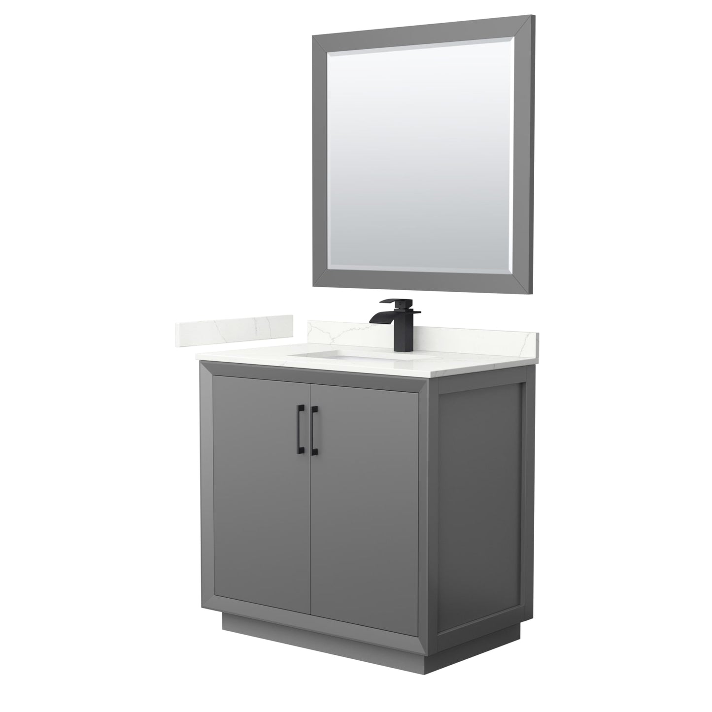Strada Bathroom Vanity with Countertop 36 inch Single Sink Single hole Faucet Setup